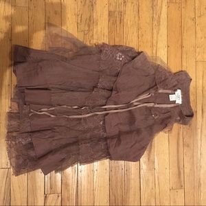 Lace textured ruffle top